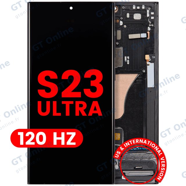 Écran OLED avec châssis pour Samsung Galaxy S23 Ultra (version US & internationale, compatible premium, 120 Hz, graphite)