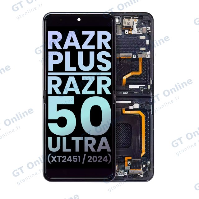 Écran OLED intérieur avec châssis pour Motorola Razr Plus 2024 / Razr 50 Ultra (XT2451 / 2024) / Razr Plus 2025 (XT2557) (origine, Midnight Blue)
