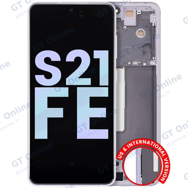 Écran OLED avec châssis pour Samsung Galaxy S21 FE 5G (version US & internationale, pack service origine, Lavender)