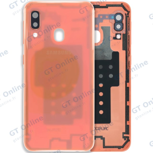 Vitre arrière pour Samsung Galaxy A20e (A202 / 2019) (pack service origine, Coral)