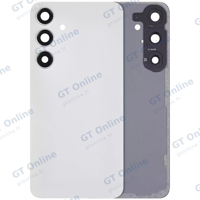 Vitre arrière pour Samsung Galaxy S24 Plus 5G (sans logo, compatible premium, Marble Gray)