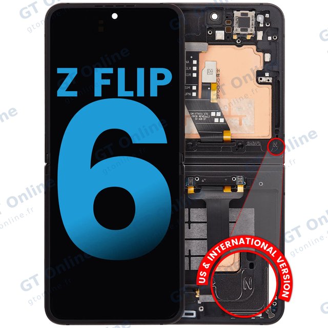 Écran OLED intérieur avec châssis pour Samsung Galaxy Z Flip 6 5G (F741) (version US & internationale, compatible, noir)