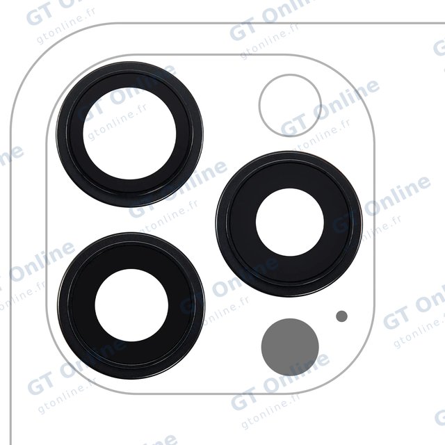 Lentille de caméra arrière avec support et anneau pour Apple iPhone 16 Pro / 16 Pro Max (lot de 3, premium, titane noir)