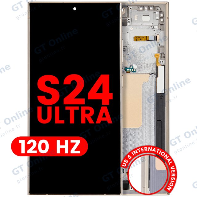 Écran OLED avec châssis pour Samsung Galaxy S24 Ultra (version US & internationale, Aftermarket Pro, 120 Hz, Titanium Yellow)