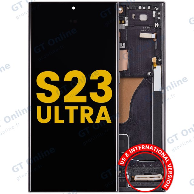 Écran OLED avec châssis pour Samsung Galaxy S23 Ultra (version US & internationale, reconditionné, noir fantôme)