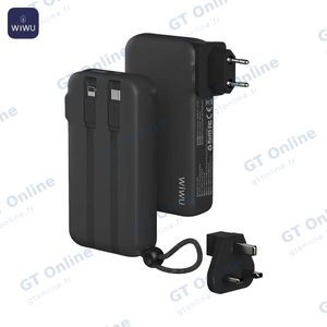 Batterie Externe Power Bank Wiwu JC-23C 10000mAh 3 en 1 (US + UK + EU) 22.5W Noir