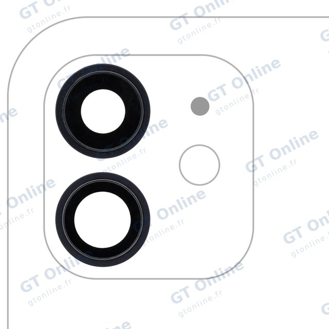 Lentille de caméra arrière avec support et anneau pour Apple iPhone 12 / 12 Mini (Real Sapphire, premium, noir)