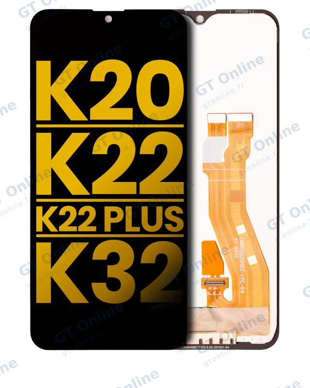 Écran LCD sans châssis pour LG K20 (2020) / K22 / K22 Plus (K220) / K32 (reconditionné, noir)