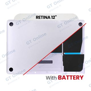 Coque inférieure avec batterie A1705 pour Apple MacBook 12" A1534 (2016-2017) (argent)