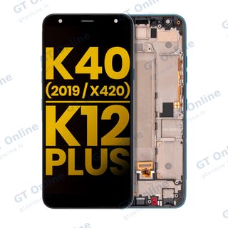 Écran LCD avec châssis pour LG K40 (2019 / X420) / K12 Plus (reconditionné, bleu)
