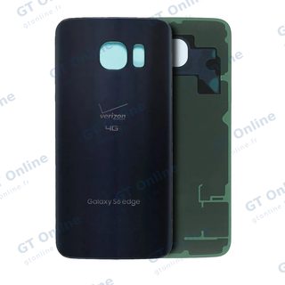 Vitre arrière pour Samsung Galaxy S6 Edge (Verizon Logo, pack service origine, noir saphir)