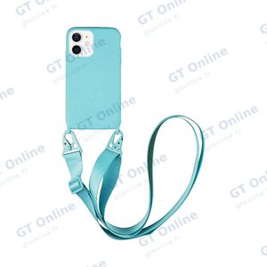 Coque Silicone avec Bandoulière Apple iPhone 12 Mini (#7) Bleu Clair