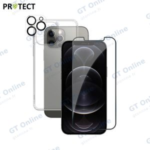 Pack de Protection Coque + Protection Lentille + Verre Trempé PROTECT pour Apple iPhone 12 Pro Transparent