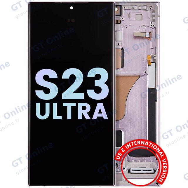 Écran OLED avec châssis pour Samsung Galaxy S23 Ultra 5G (version US & internationale, pack service origine, Lavender)
