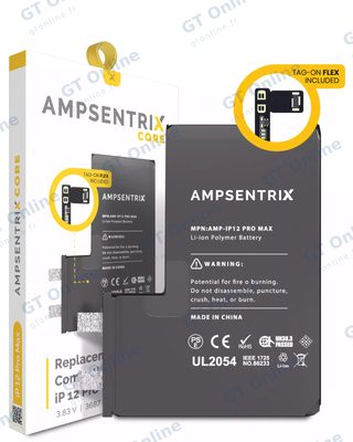Cellule de batterie nue à souder pour Apple iPhone 12 Pro Max (soudure par points requise, AmpSentrix Core) — réf. 107082071216