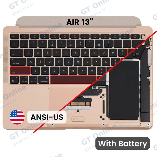 Châssis supérieur avec batterie et clavier ANSI US pour Apple MacBook Air 13" A1932 (2018-2019) (OEM New, or rose)