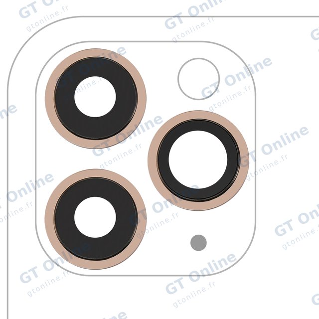 Lentille de caméra arrière avec support et anneau pour Apple iPhone 11 Pro / Pro Max (lot de 3, Real Sapphire, premium, or)