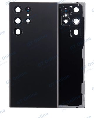 Vitre arrière pour Samsung Galaxy S22 Ultra 5G (sans logo, compatible premium, noir fantôme)