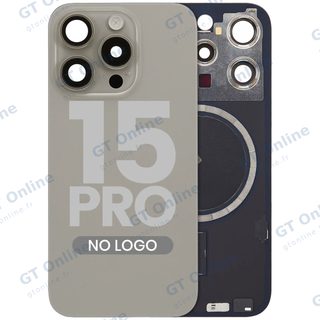 Vitre arrière pour Apple iPhone 15 Pro (sans logo, compatible, titane naturel) — réf. 107183138948