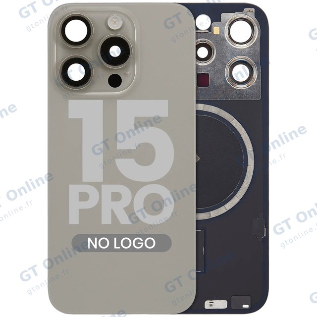 Vitre arrière pour Apple iPhone 15 Pro (sans logo, compatible, titane naturel) — réf. 107183138948