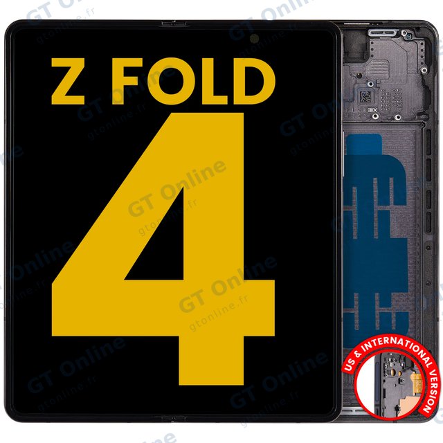Écran OLED intérieur avec châssis pour Samsung Galaxy Z Fold 4 5G (version US & internationale, reconditionné, noir fantôme)
