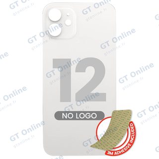 Vitre arrière pour Apple iPhone 12 (No Logo / Large Camera Hole, blanc)