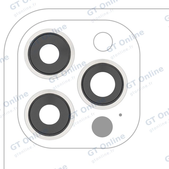 Lentille de caméra arrière avec support et anneau pour Apple iPhone 12 Pro Max (lot de 3, compatible premium, argent)