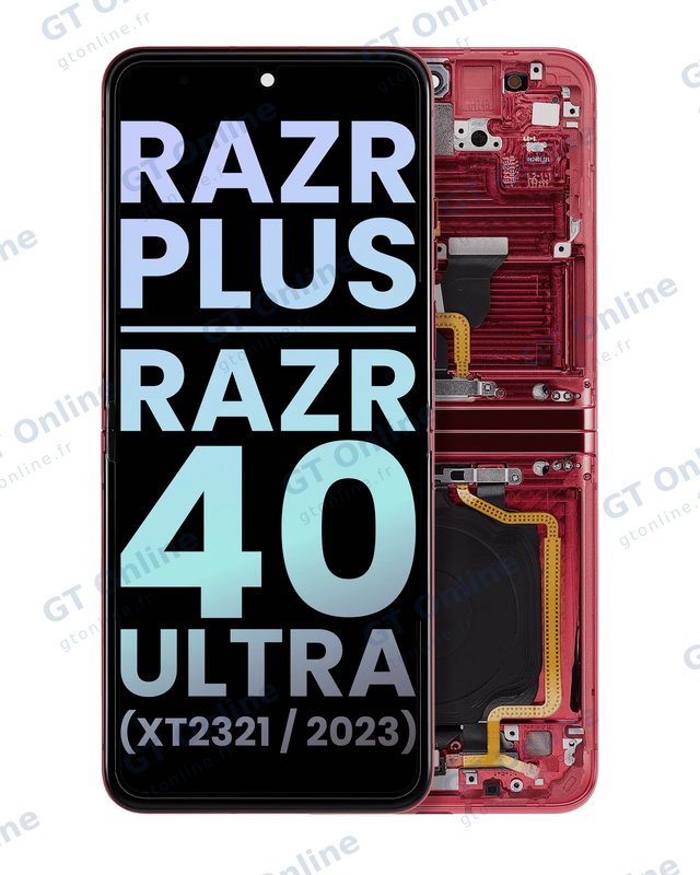 Écran OLED intérieur avec châssis pour Motorola Moto Razr Plus 2023 / Razr 40 Ultra (XT2321 / 2023) (origine, Viva Magenta)