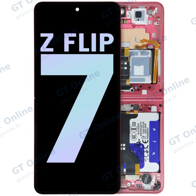 Écran OLED intérieur avec châssis pour Samsung Galaxy Z Flip 7 5G (version US & internationale, pack service origine, Coral Red)