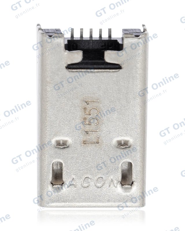Connecteur de charge à souder — format Micro B, 5 broches, 4 points de fixation (C201)