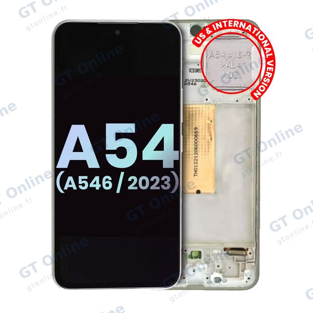 Écran OLED avec châssis pour Samsung Galaxy A54 5G (A546 / 2023) (version US & internationale, pack service origine, blanc)