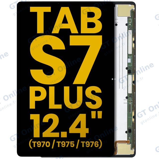 Écran OLED sans châssis pour Samsung Galaxy Tab S7 Plus 12.4" (T970 / T975 / T976) (2020) (reconditionné, noir)