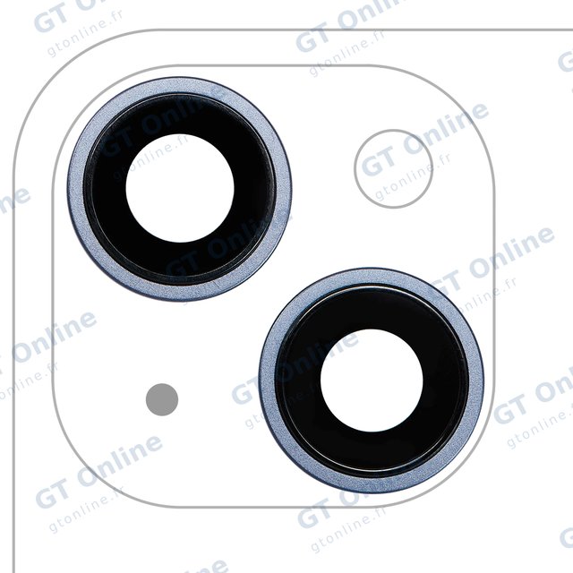 Lentille de caméra arrière avec support et anneau pour Apple iPhone 14 / 14 Plus (lot de 2, premium, bleu)