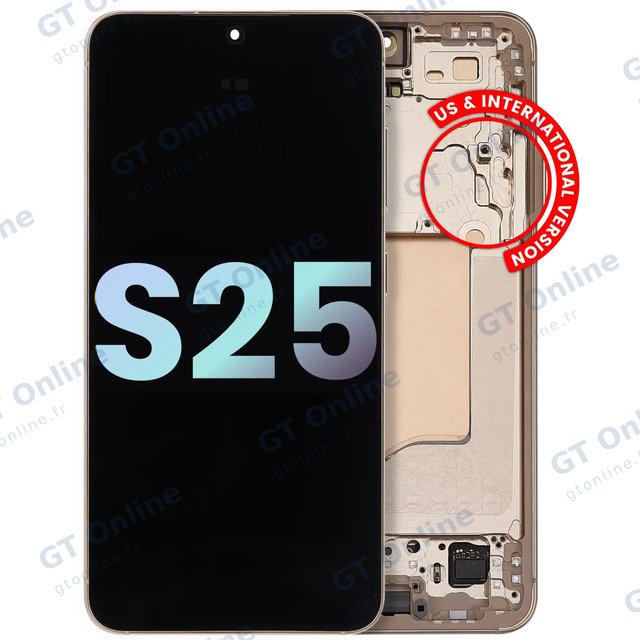 Écran OLED avec châssis pour Samsung Galaxy S25 5G (version US & internationale, pack service origine, Pink Gold)