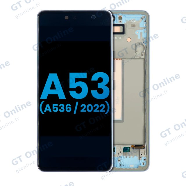 Écran LCD avec châssis pour Samsung Galaxy A53 5G (A536 / 2022) (sans capteur d’empreintes, compatible: Incell, bleu)