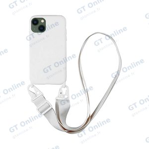 Coque Silicone avec Bandoulière Apple iPhone 13 Mini (#16) Blanc