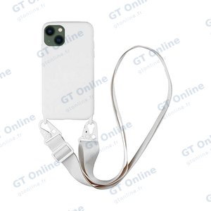 Coque Silicone avec Bandoulière Apple iPhone 13 Mini (#16) Blanc
