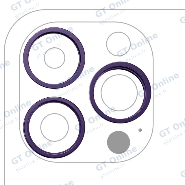 Anneau de contour de caméra arrière pour Apple iPhone 14 Pro / 14 Pro Max (lot de 3, Deep Purple, lot de 10)