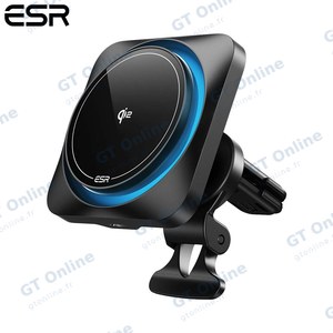 Support Smartphone Chargeur à Induction pour Voiture ESR Qi2 CryoBoost 15W (HaloLock) Noir