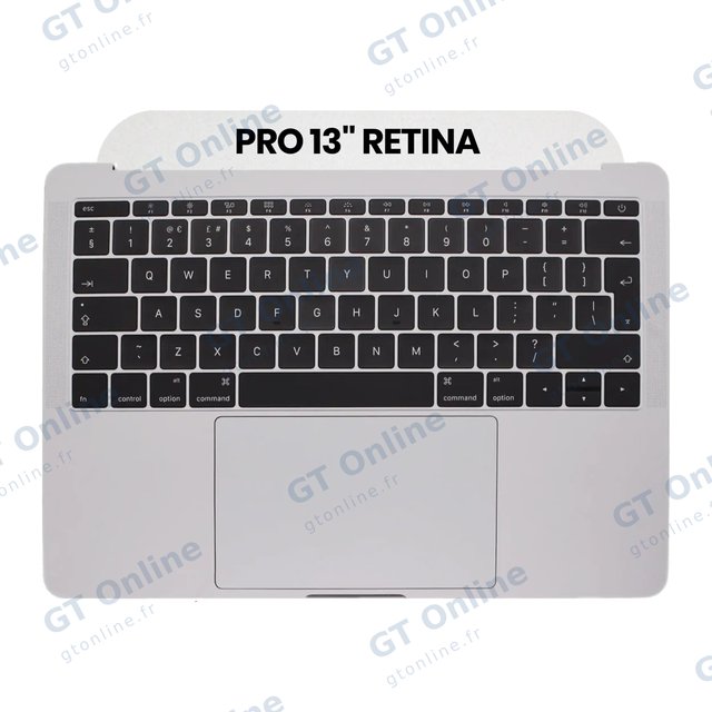 Châssis supérieur avec clavier ISO UK et pavé tactile pour Apple MacBook Pro 13" A1708 (2016-2017) (origine d'occasion, argent)
