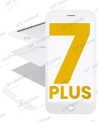 Vitre avec cadre, OCA et polariseur préinstallés pour Apple iPhone 7 Plus (blanc)