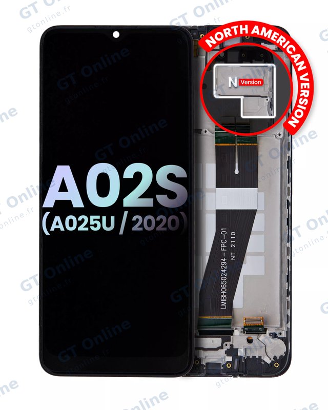 Écran LCD avec châssis pour Samsung Galaxy A02S (A025U / 2020) (version US, pack service origine, toutes couleurs)