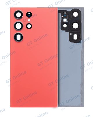 Vitre arrière pour Samsung Galaxy S23 Ultra 5G (sans logo, compatible premium, rouge)