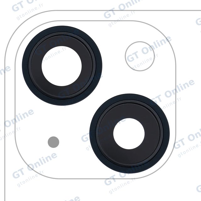 Lentille de caméra arrière avec support et anneau pour Apple iPhone 13 / 13 Mini (lot de 2, compatible premium, minuit)