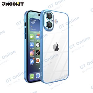 Coque de Protection Crystal Glass JMGOKIT pour Apple iPhone 16 Plus Bleu