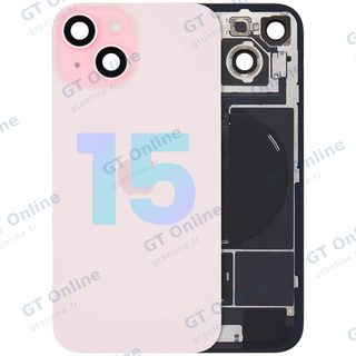 Vitre arrière avec MagSafe, NFC et nappe flash pour Apple iPhone 15 (pack service origine, rose)