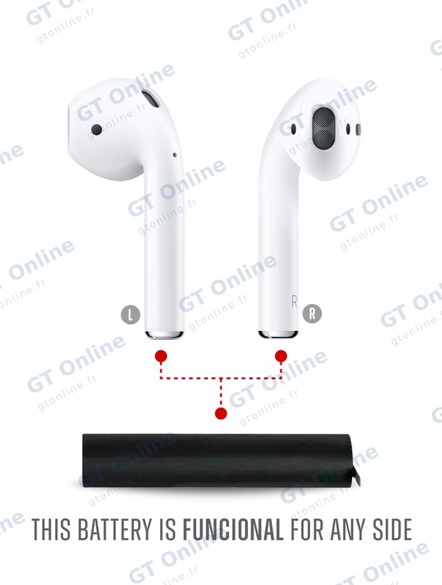 Batterie pour Apple AirPods 1 (1st Gen, 2016) / AirPods 2 (2nd Gen, 2019) (Left / Right)