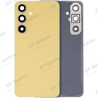 Vitre arrière pour Samsung Galaxy S24 FE (sans logo, compatible premium, jaune)