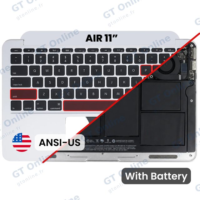 Châssis supérieur avec batterie et clavier ANSI US pour Apple MacBook Air 11" A1465 (2013-2015) (origine d'occasion)