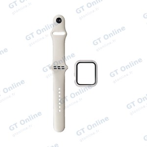 Protection Silicone pour Apple Watch 42mm avec Bracelet Sport (2) Blanc